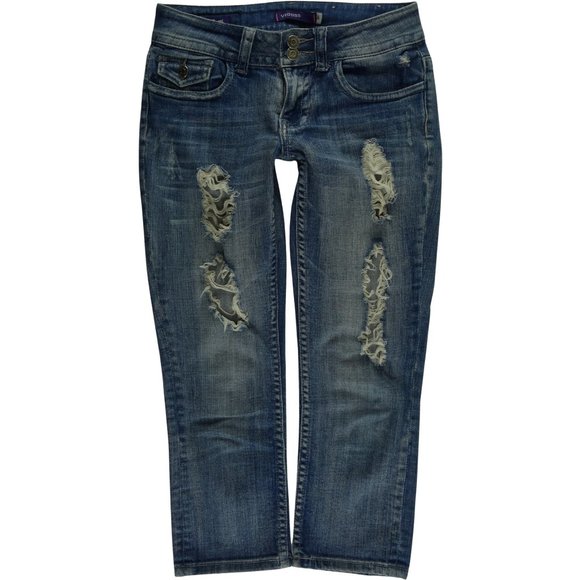 Vigoss Capri Crop Destroyed Jeans Women's 0 #1246 - Picture 1 of 8